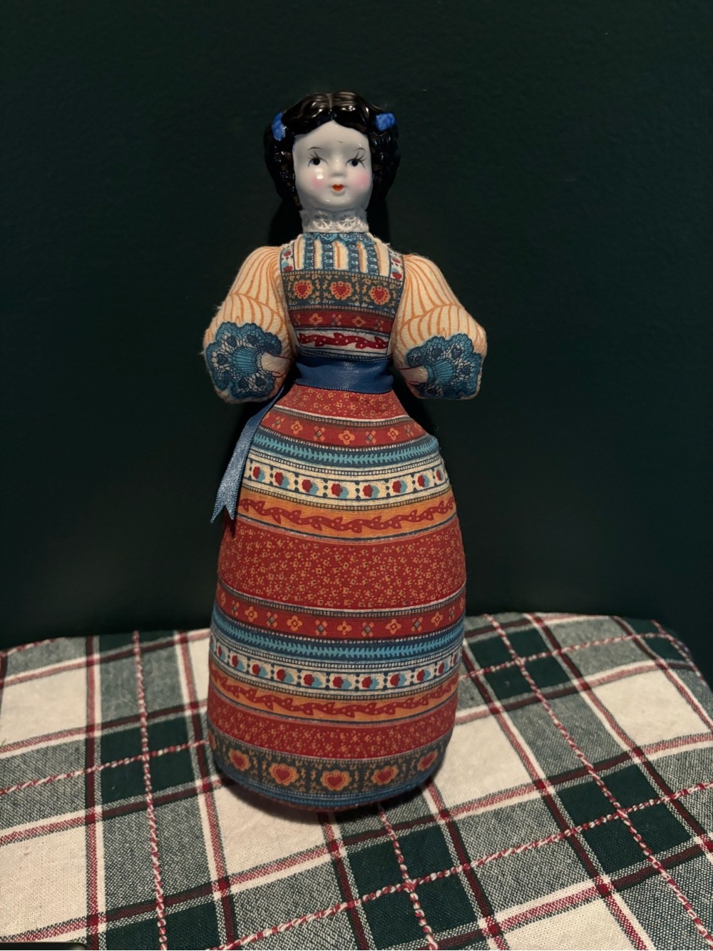 Vintage Avon American Heritage Folk-Style Decorative Fabric and Ceramic Doll